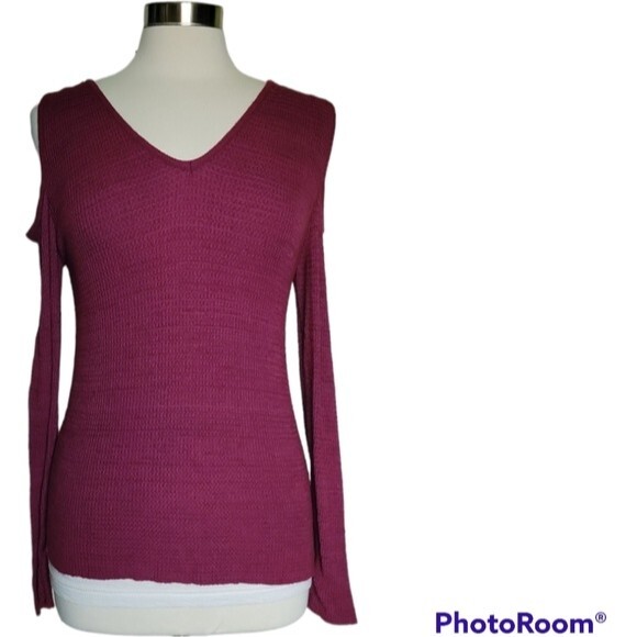 ABSOLUTELY CREATIVE WW WAFFLEKNIT COLD SHOULDER TOP - M - Picture 4 of 11